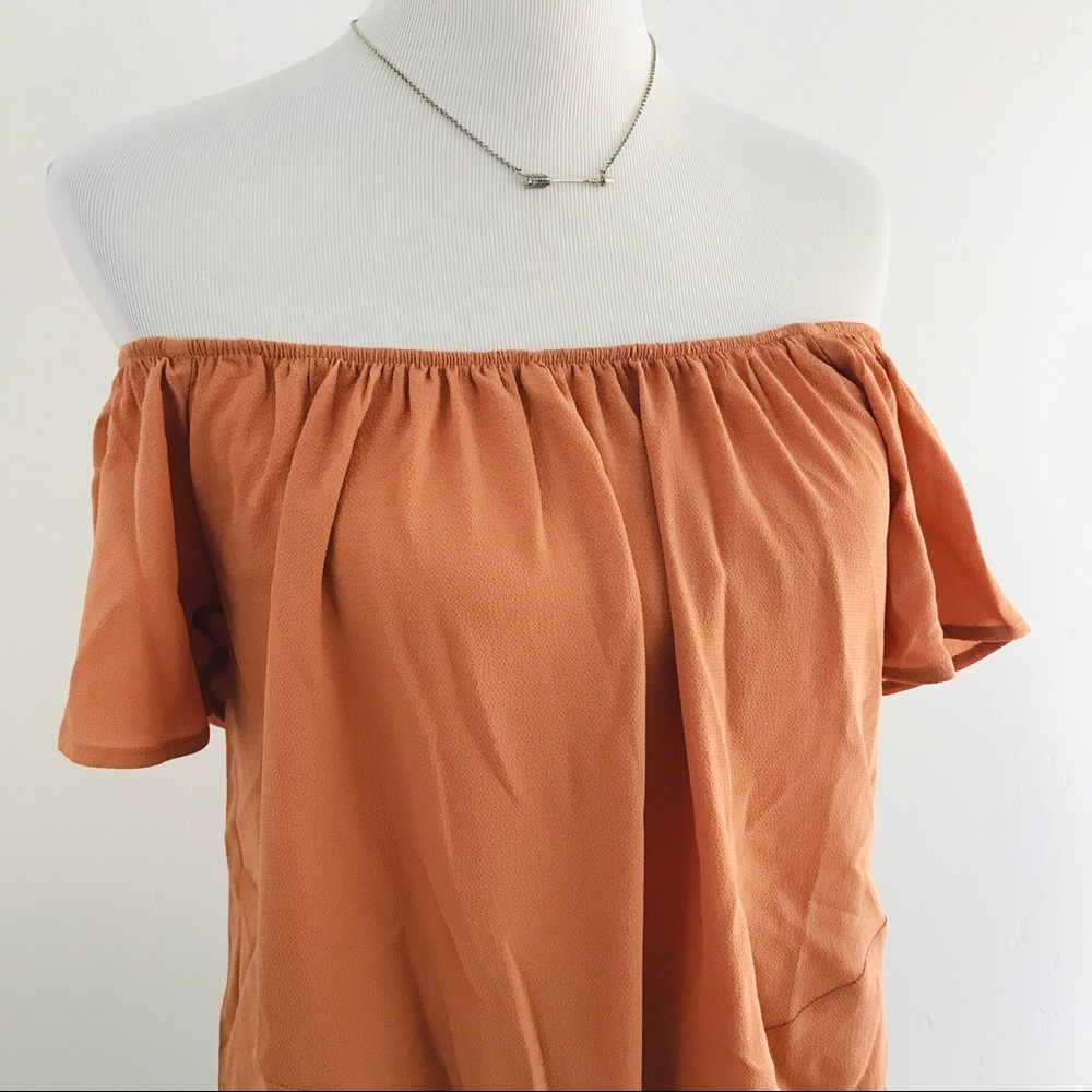 Dusty Apricot Off-Shoulder Top - Picture 5 of 8